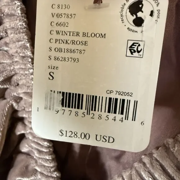 NWT Free People Portia Velvet S Pink Dress V-Neck Balloon Sleeve Romantic Boho - Picture 2 of 10